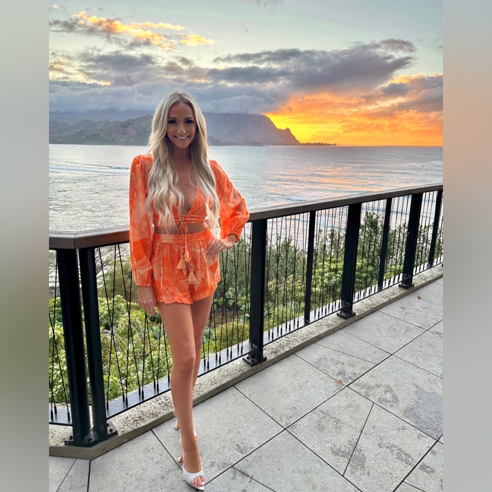 Z & L Europe Set- Shorts and Top Set- Size Small- Orange
